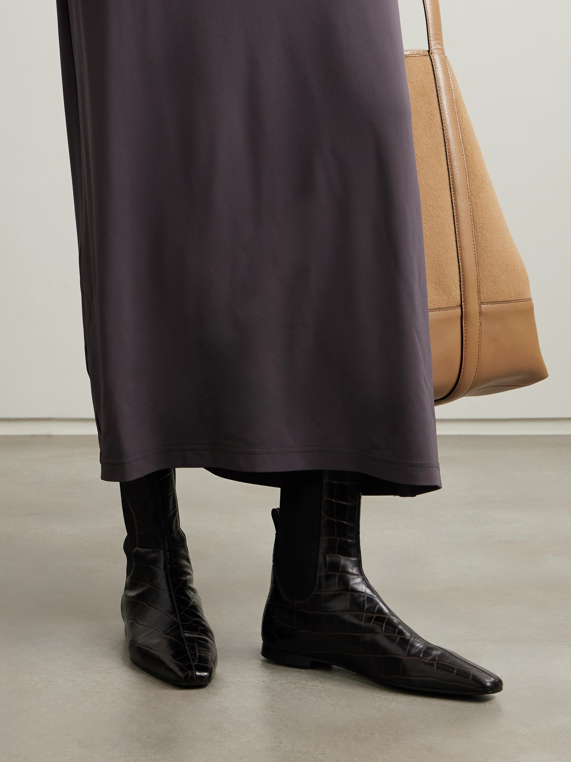 TOTEME Croc-effect leather ankle boots thumbnail