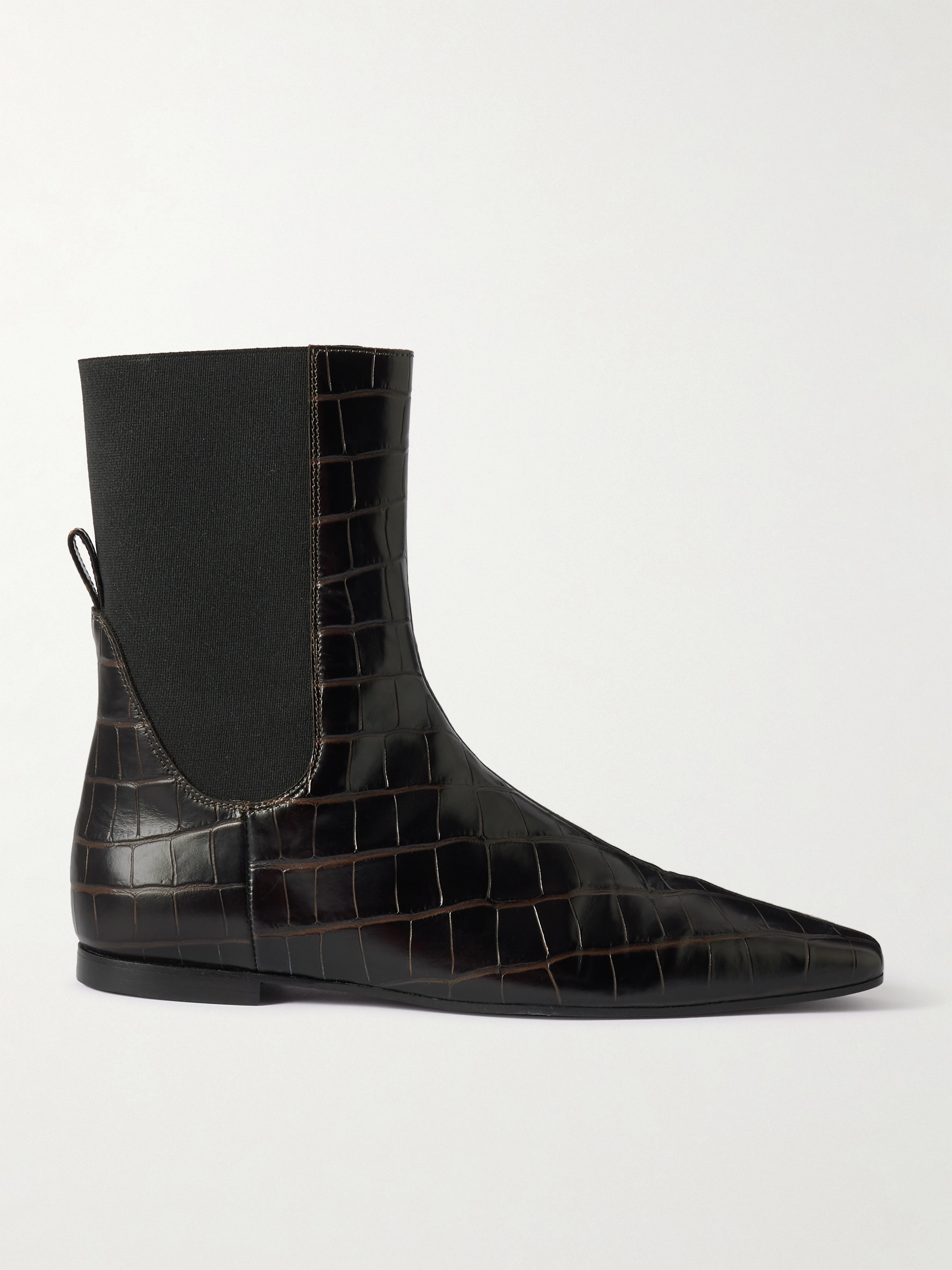 TOTEME Croc-effect leather ankle boots
