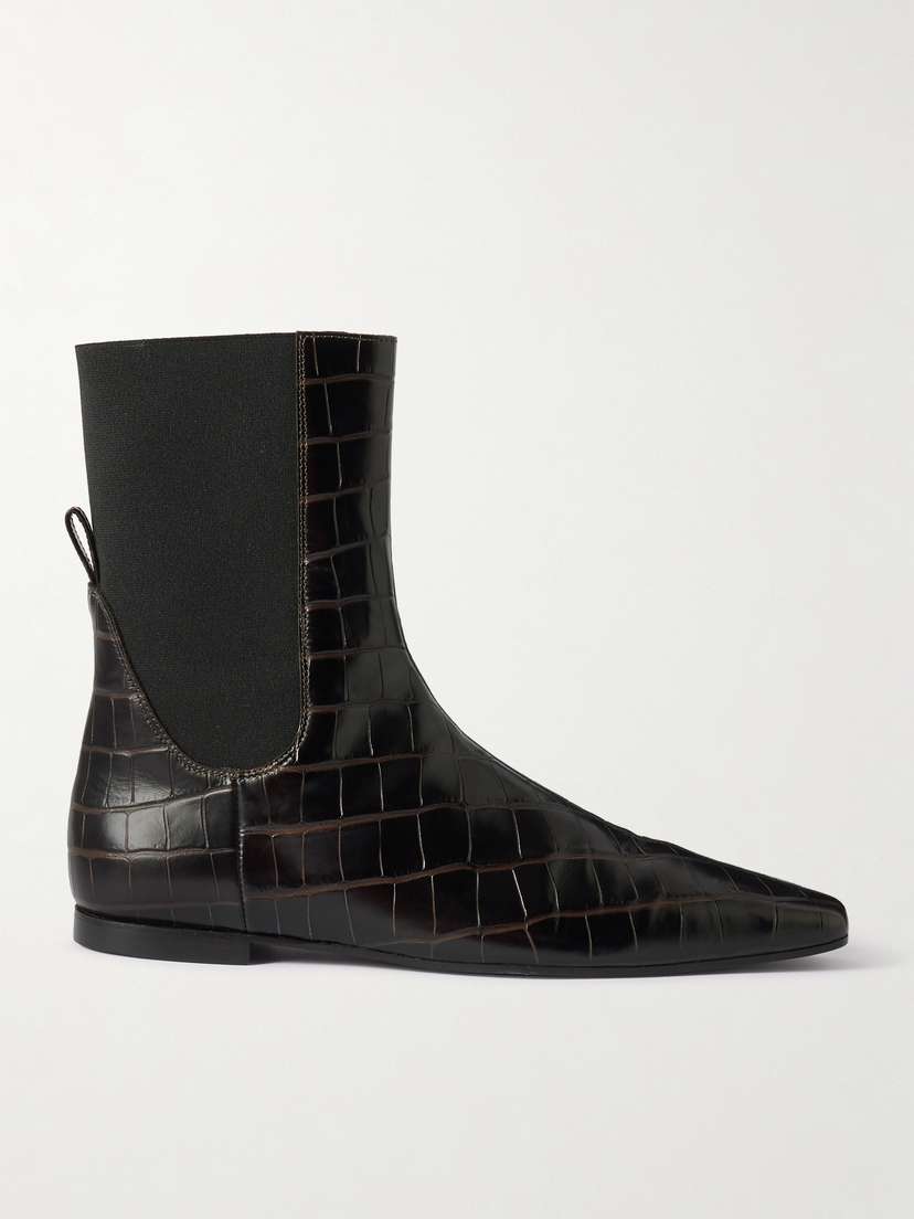 TOTEME Croc-effect Leather Ankle Boots