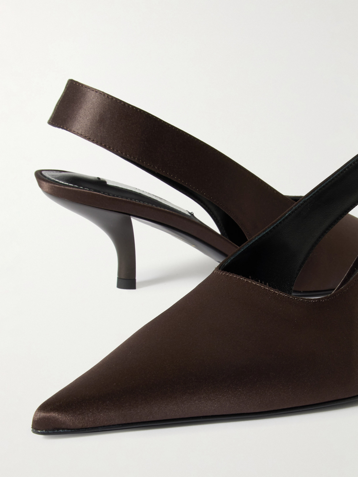 Totême Classic Satin Slingbacks Espresso In Brown