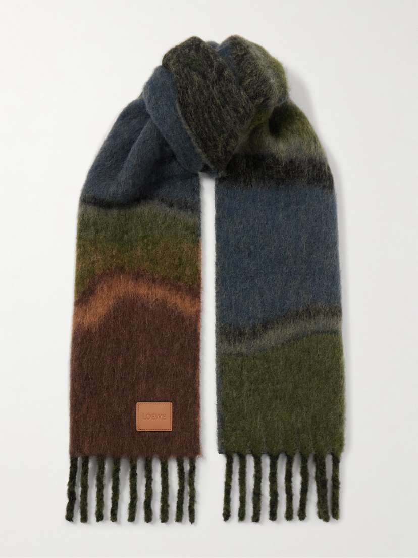Loewe Fringed Alpaca-blend Jacquard Scarf