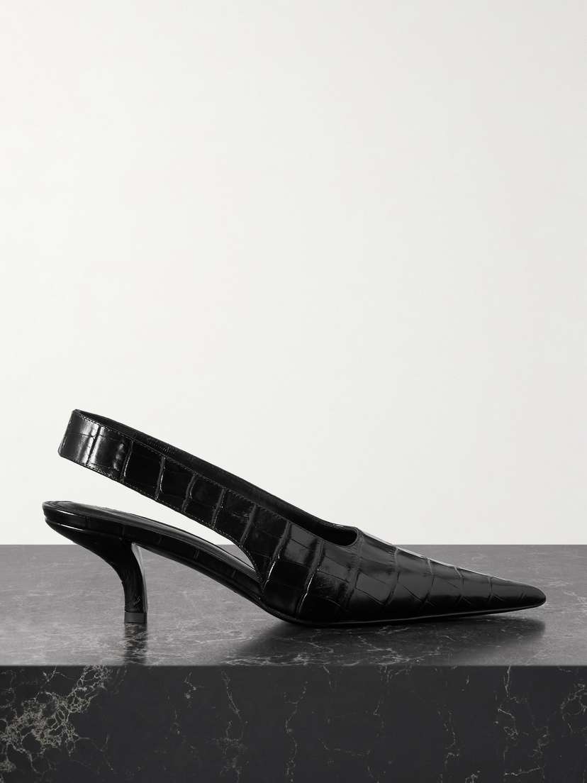 TOTEME Croc-effect Leather Slingback Pumps
