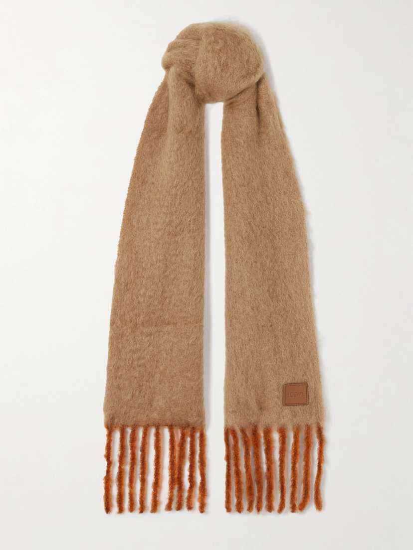 Loewe Appliquéd Fringed Mohair-blend Scarf
