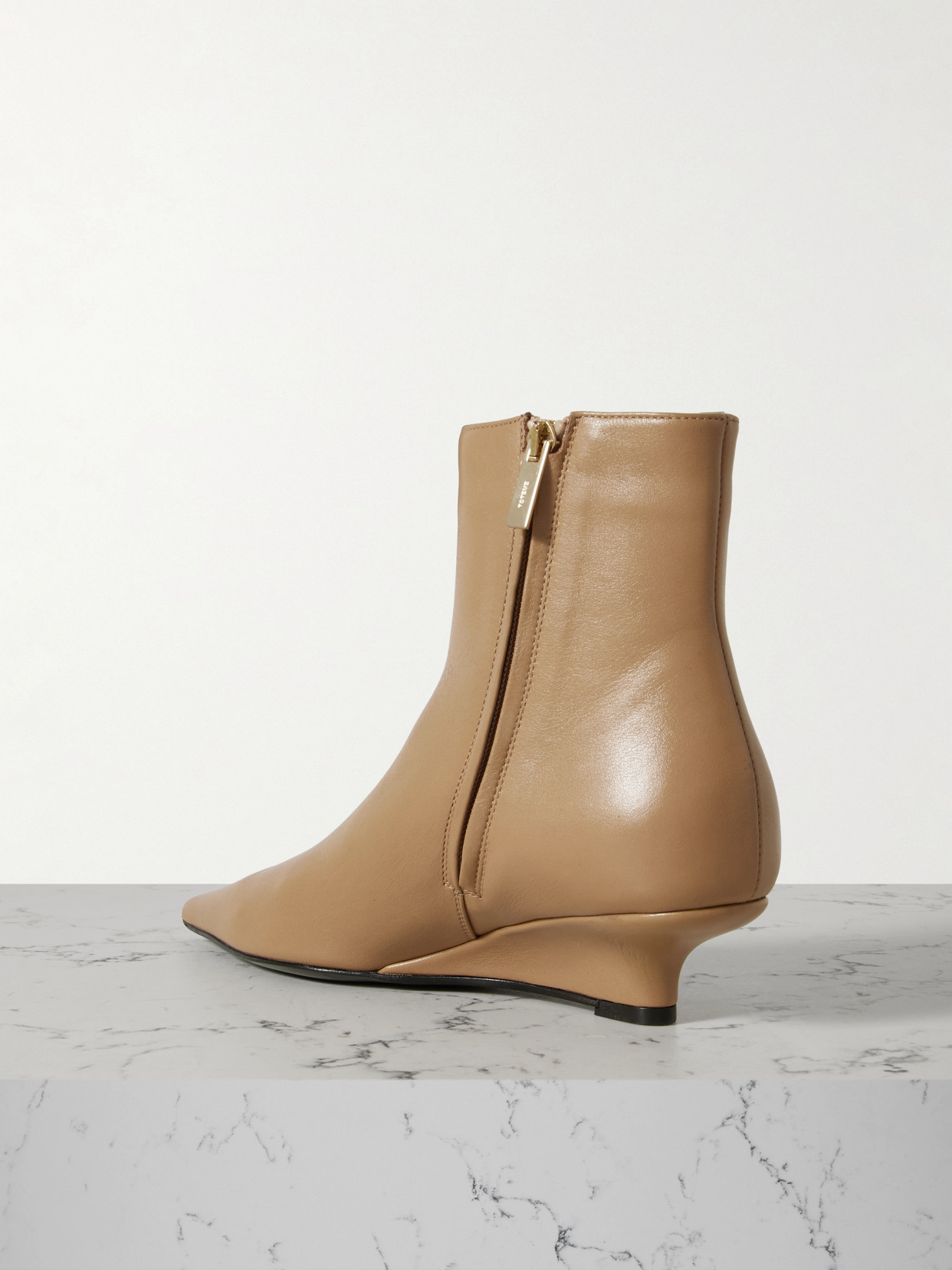 Totême The Sharp Leather Ankle Boots In Brown