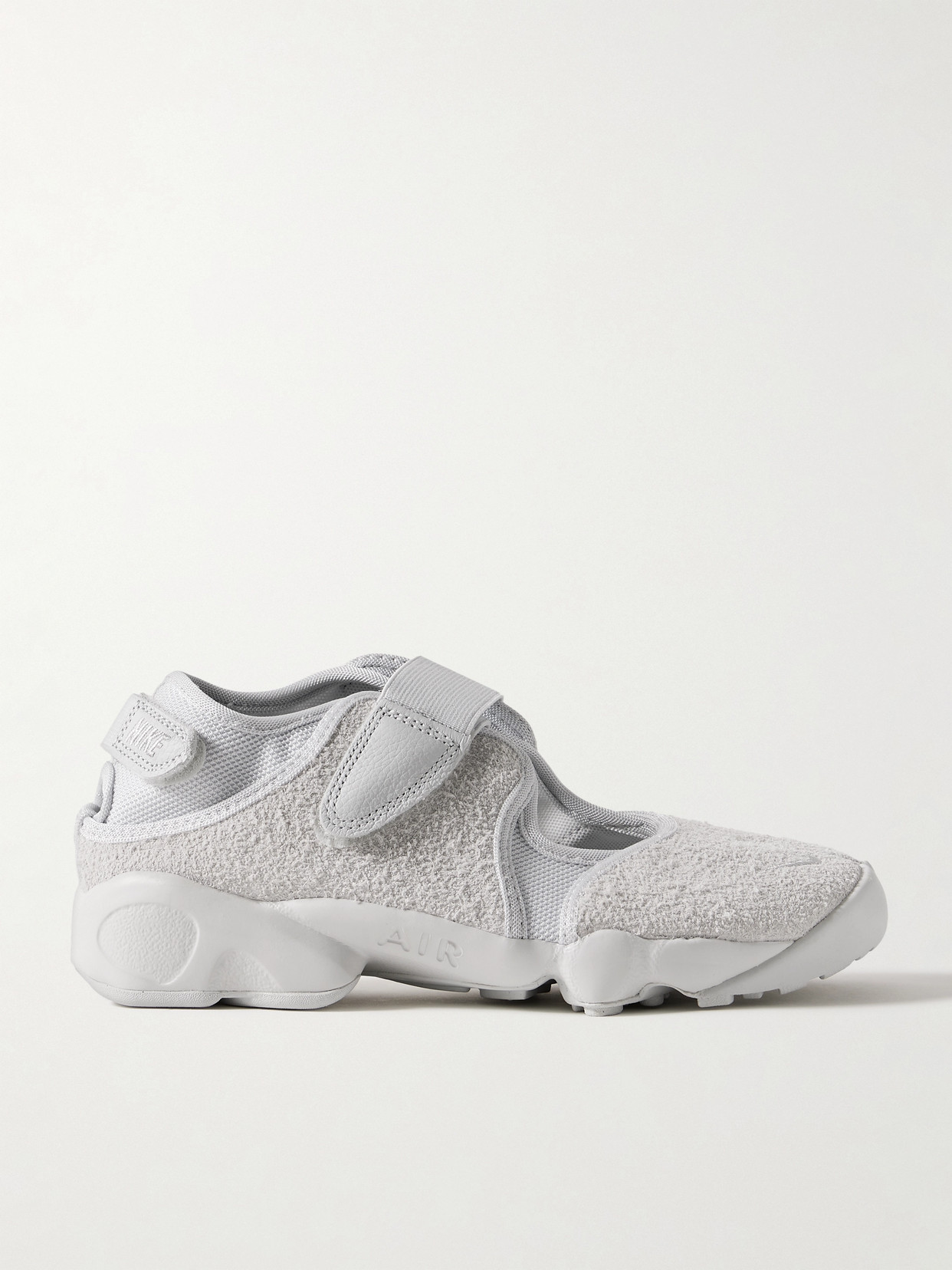 Nike Air Rift Split-toe Brushed-suede And Mesh Sneakers In Gray