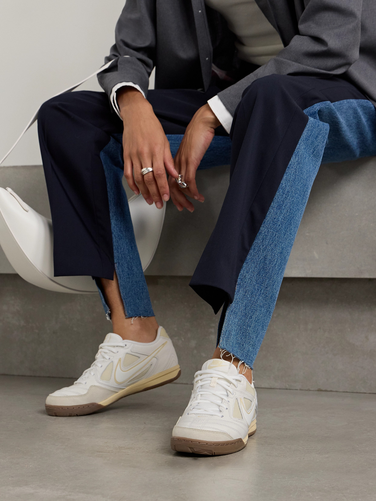 NIKE GATO SUEDE-TRIMMED MESH AND LEATHER SNEAKERS