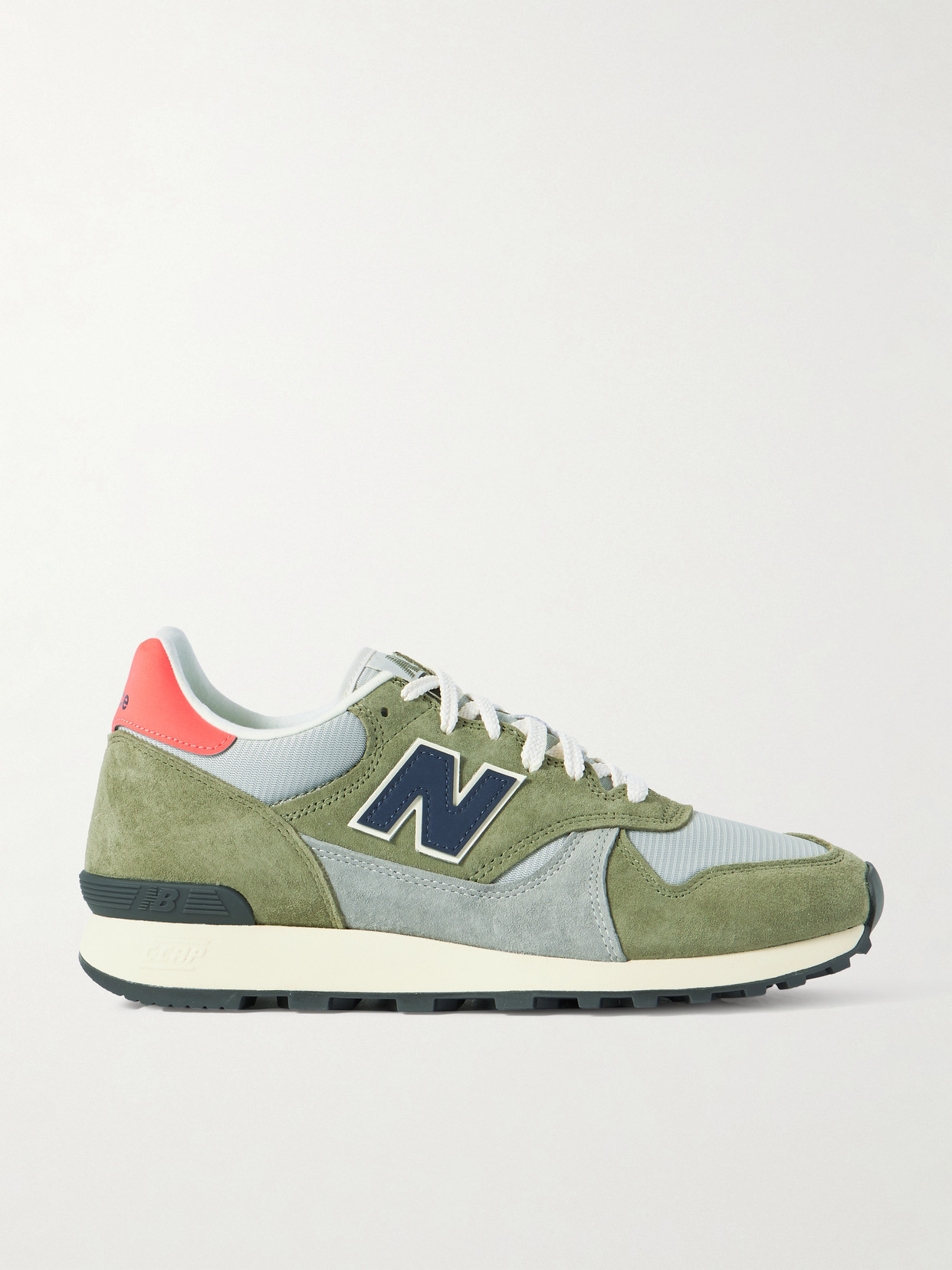 New Balance - 475 Leather-trimmed Mesh And Suede Sneakers - Army green
