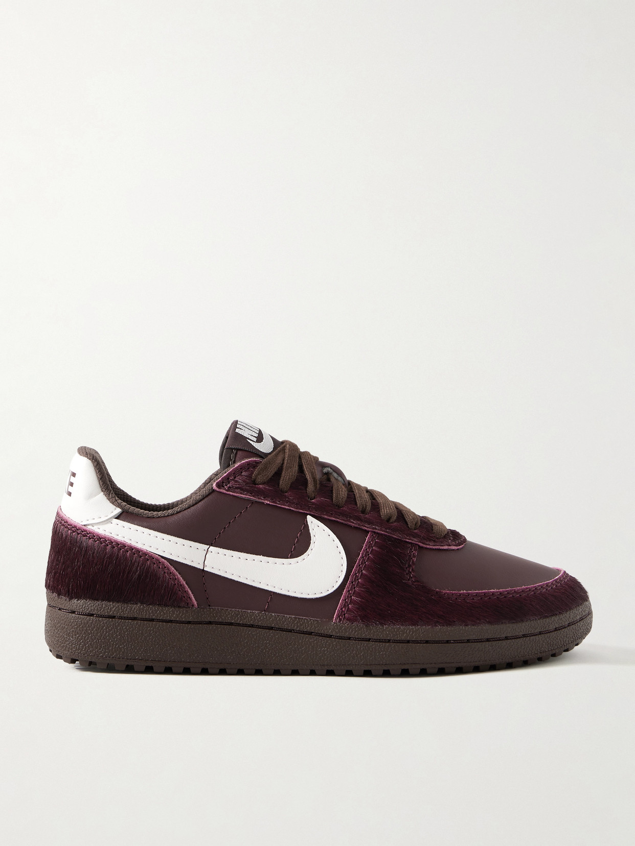 Nike Field General Leather And Calf Hair Sneakers In Burgundy