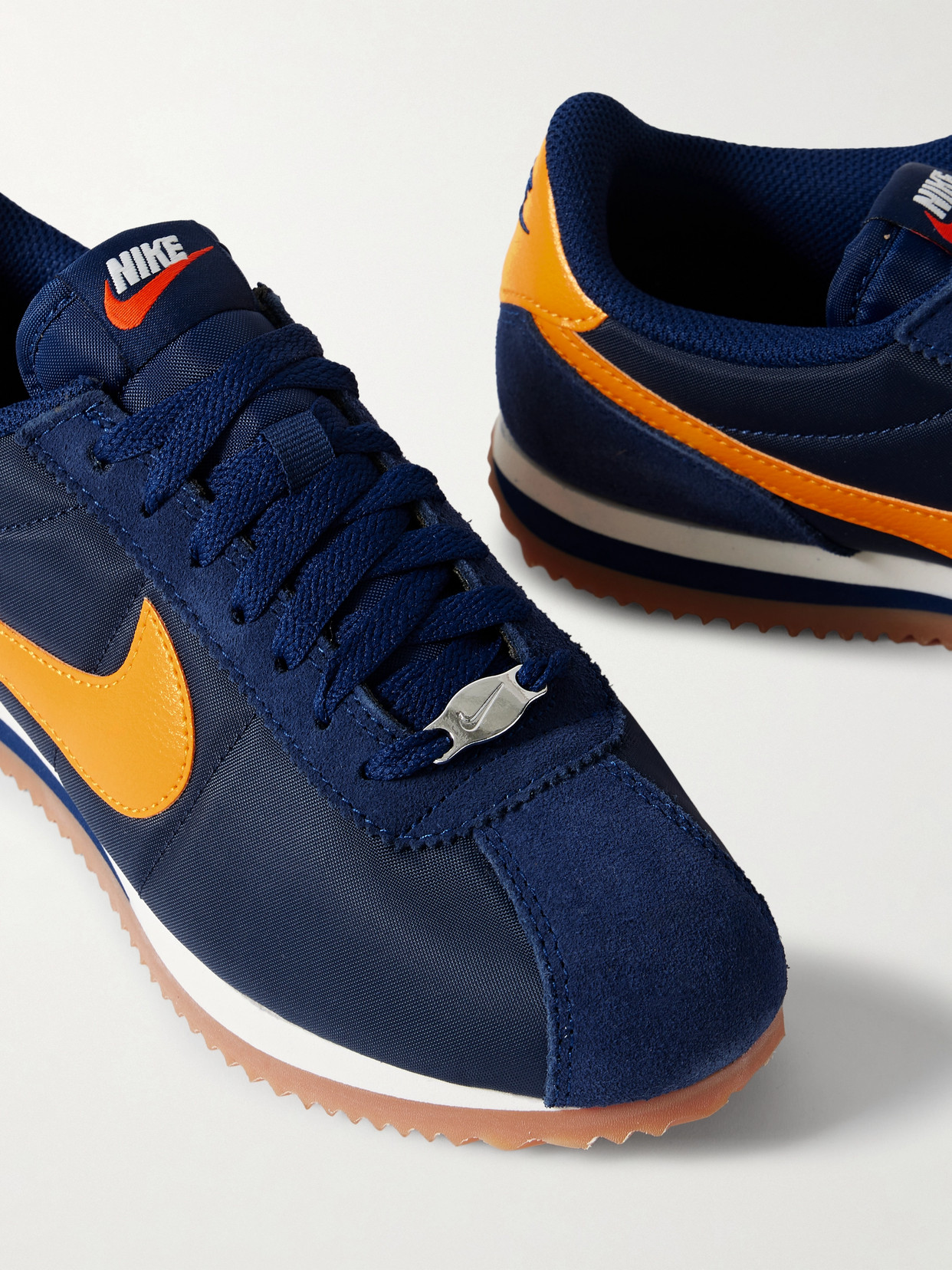 NIKE CORTEZ LEATHER AND SUEDE-TRIMMED SHELL SNEAKERS
