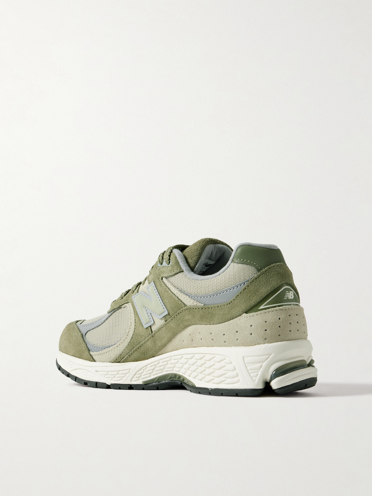 New Balance 2002r Leather-trimmed Mesh And Suede Sneakers In Green