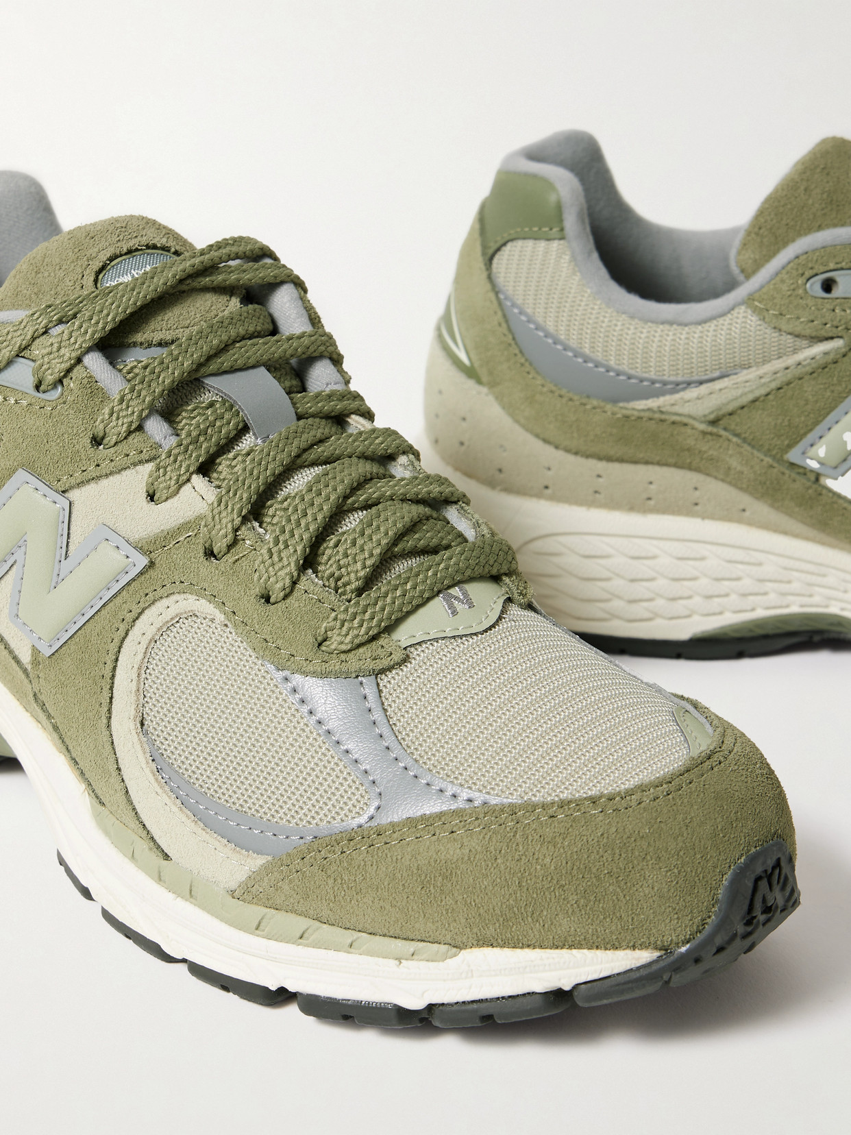 New Balance 2002r Leather-trimmed Mesh And Suede Sneakers In Green