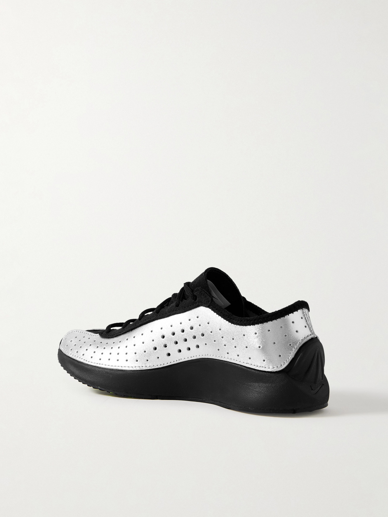 Nike Air Superfly Suede And Perforated Metallic Leather Sneakers In Silver