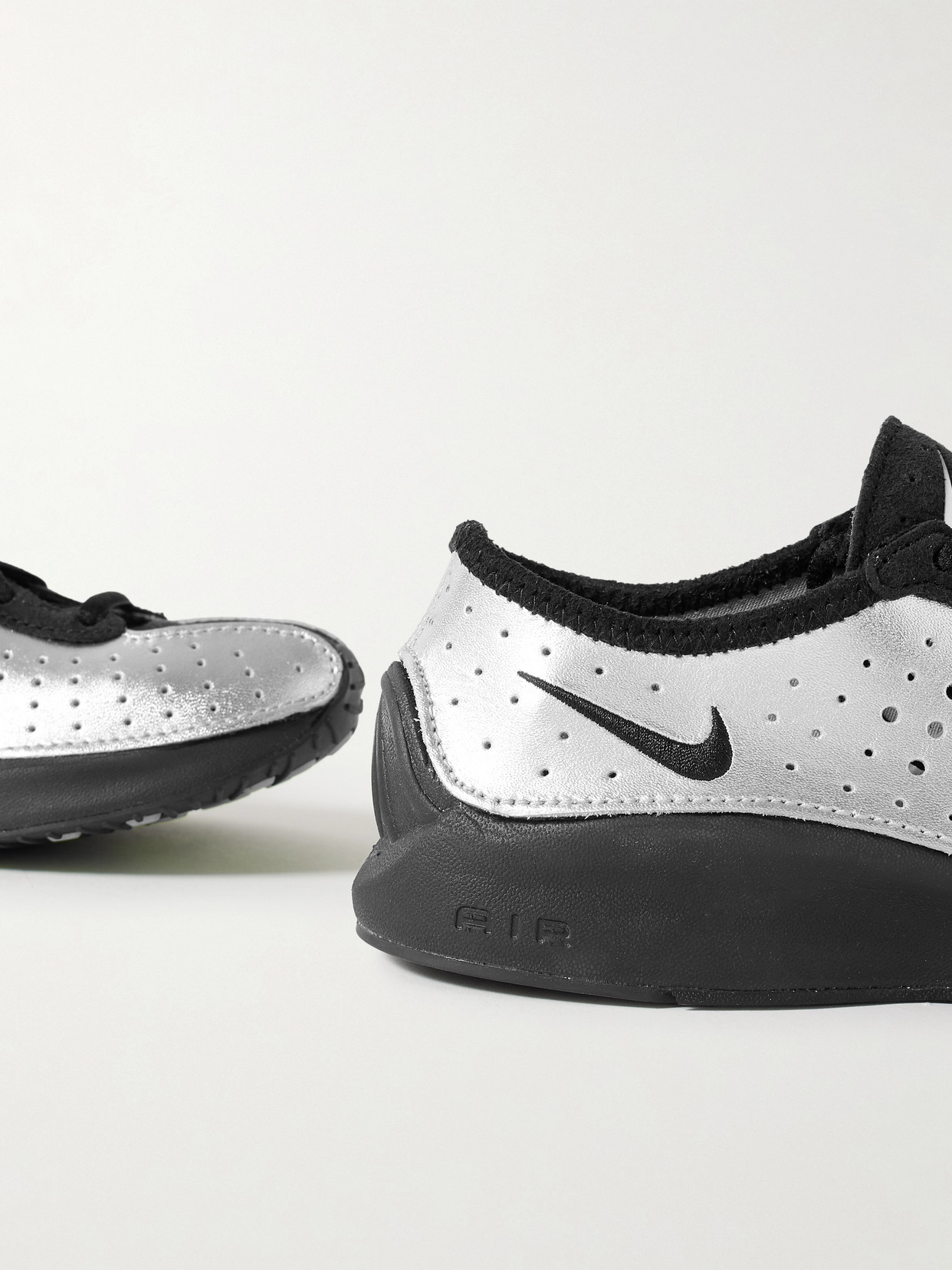 Nike Air Superfly Suede And Perforated Metallic Leather Sneakers In Silver