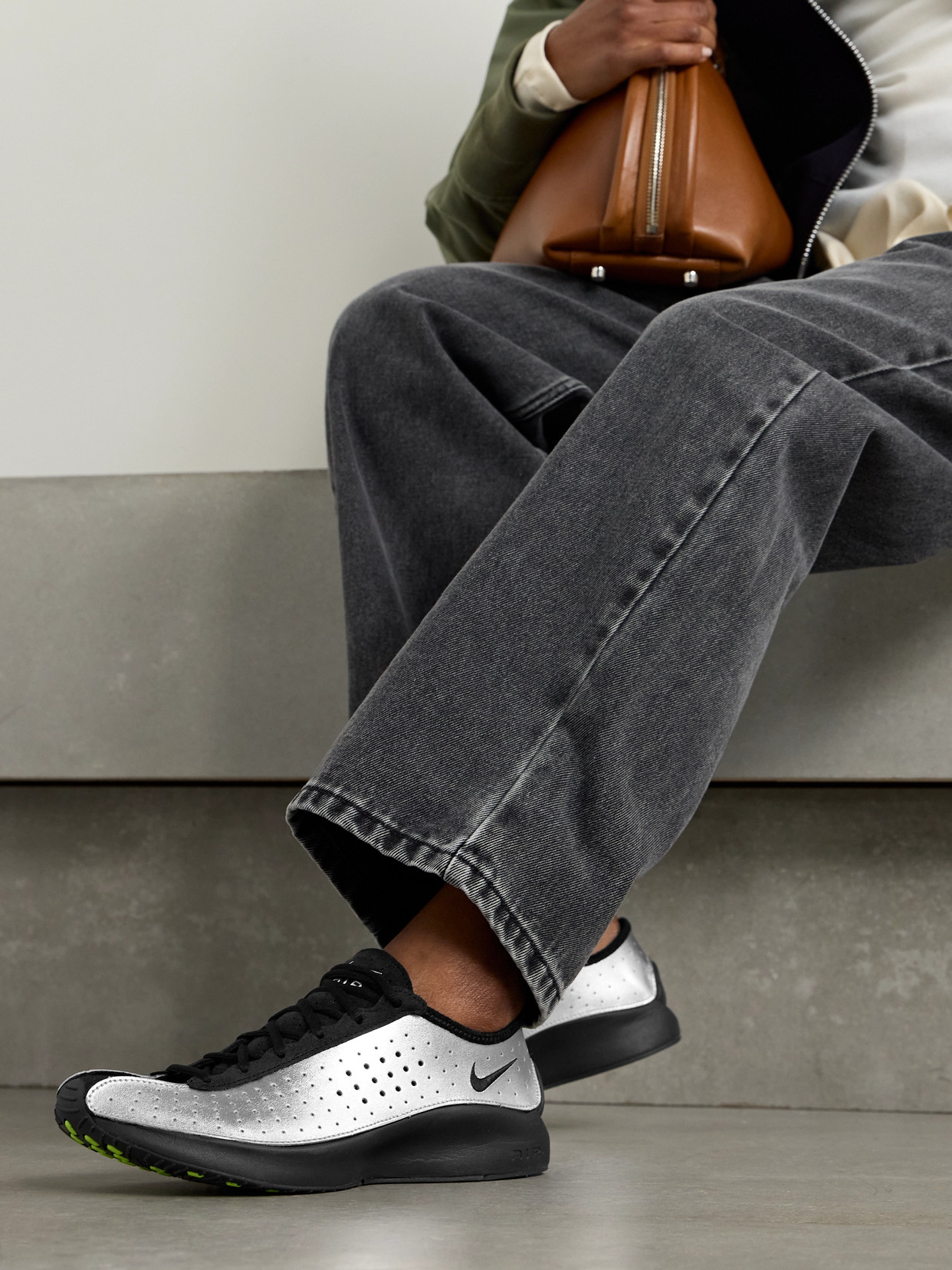 Nike Air Superfly Suede And Perforated Metallic Leather Sneakers In Silver