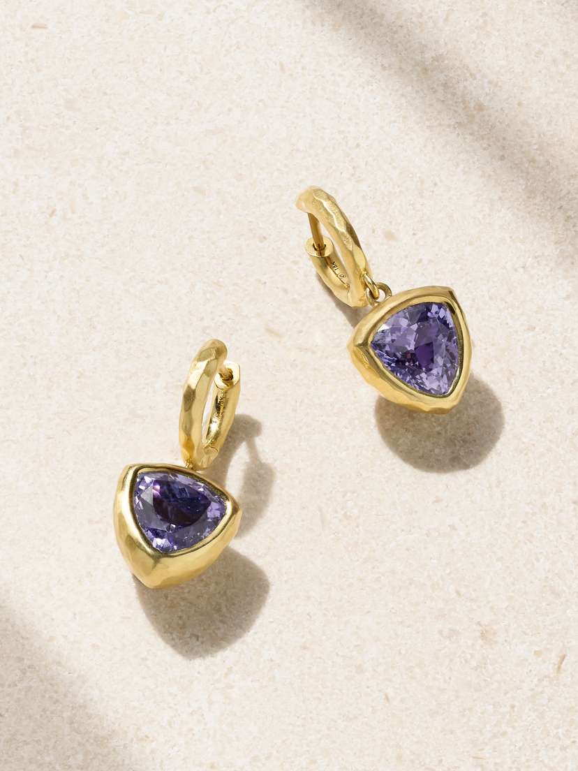 Octavia Elizabeth Hidden Gem 18-karat Recycled Gold Tanzanite Hoop Earrings