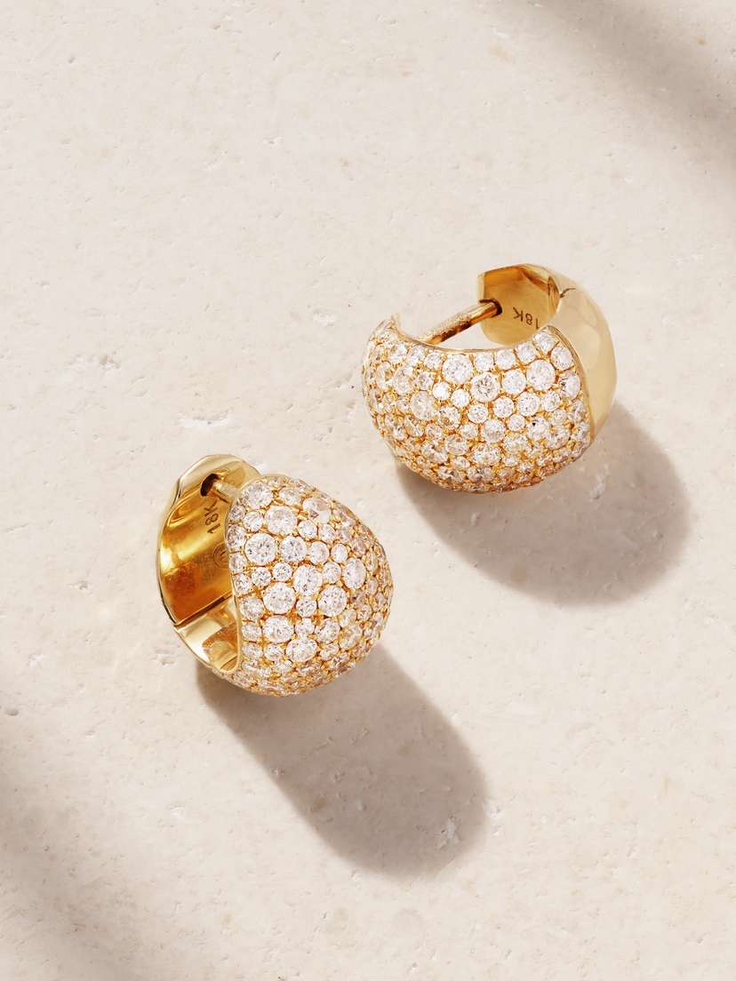 Octavia Elizabeth Icon Poppy Micro 18-karat Gold Diamond Hoop Earrings