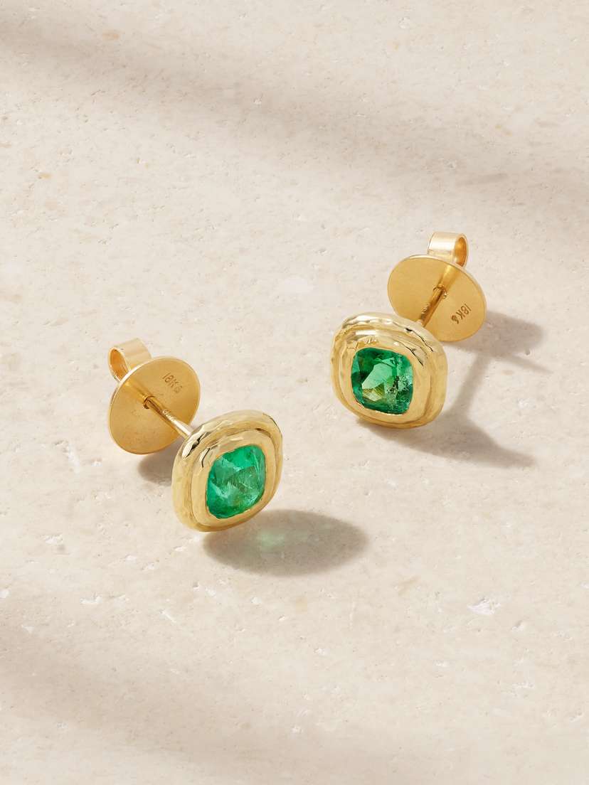Octavia Elizabeth Summerland 18-karat Gold Emerald Earrings