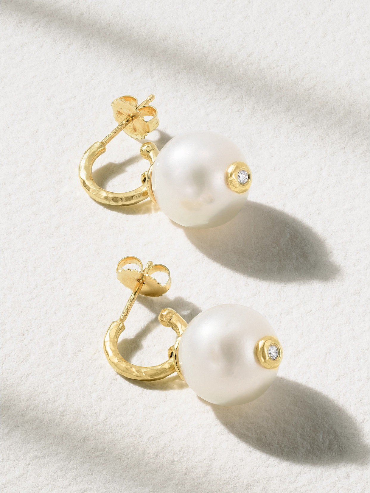Octavia Elizabeth - 18-karat Gold, Pearl And Diamond Earrings - White