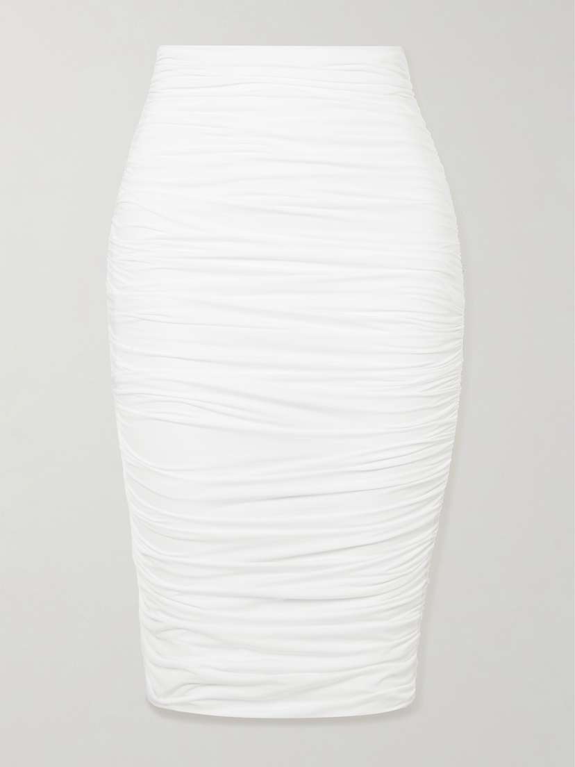 Maygel Coronel Dasos Ruched Stretch-jersey Midi Skirt