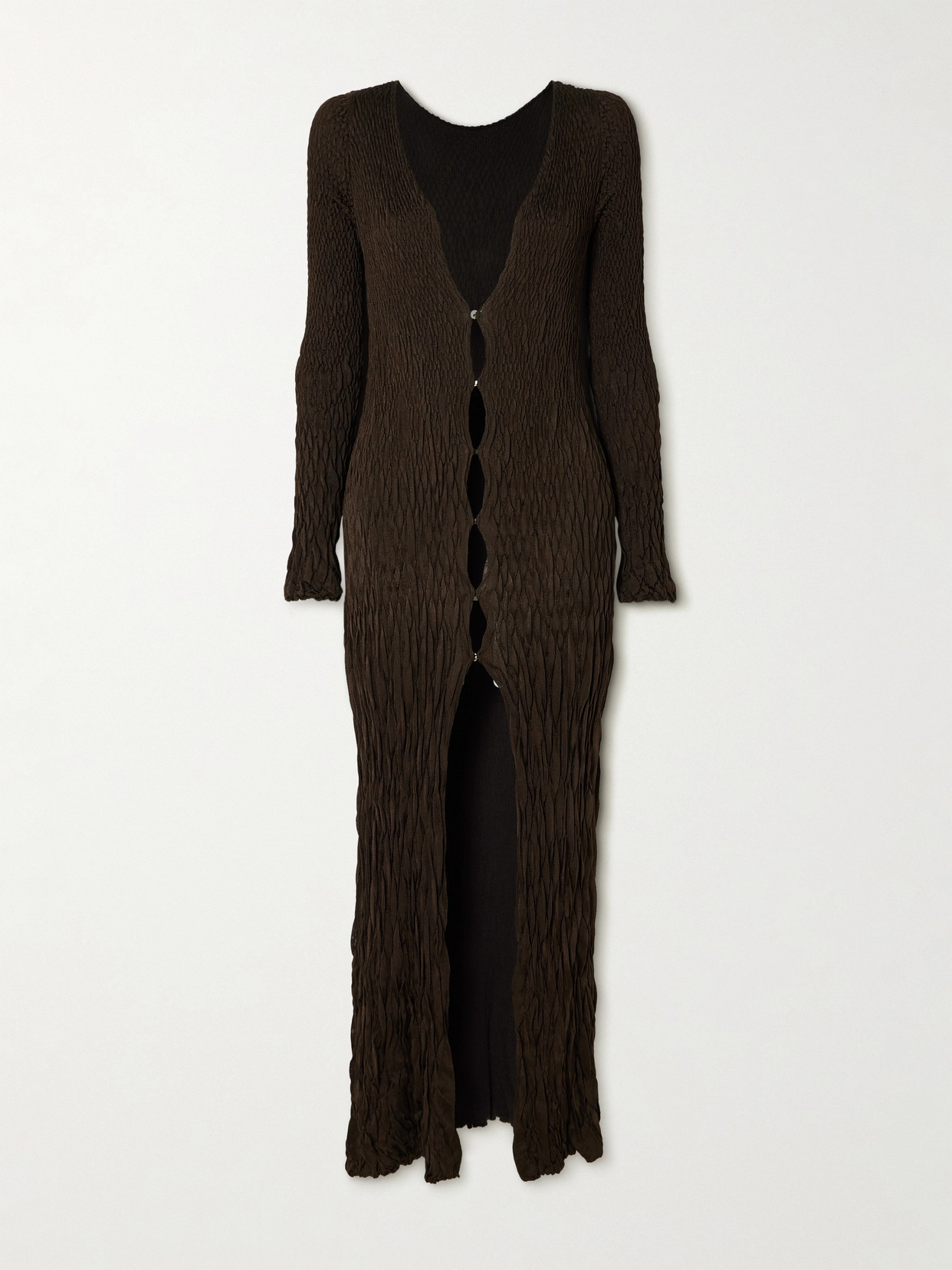 Maygel Coronel Meteora Textured Stretch-jersey Maxi Dress In Brown