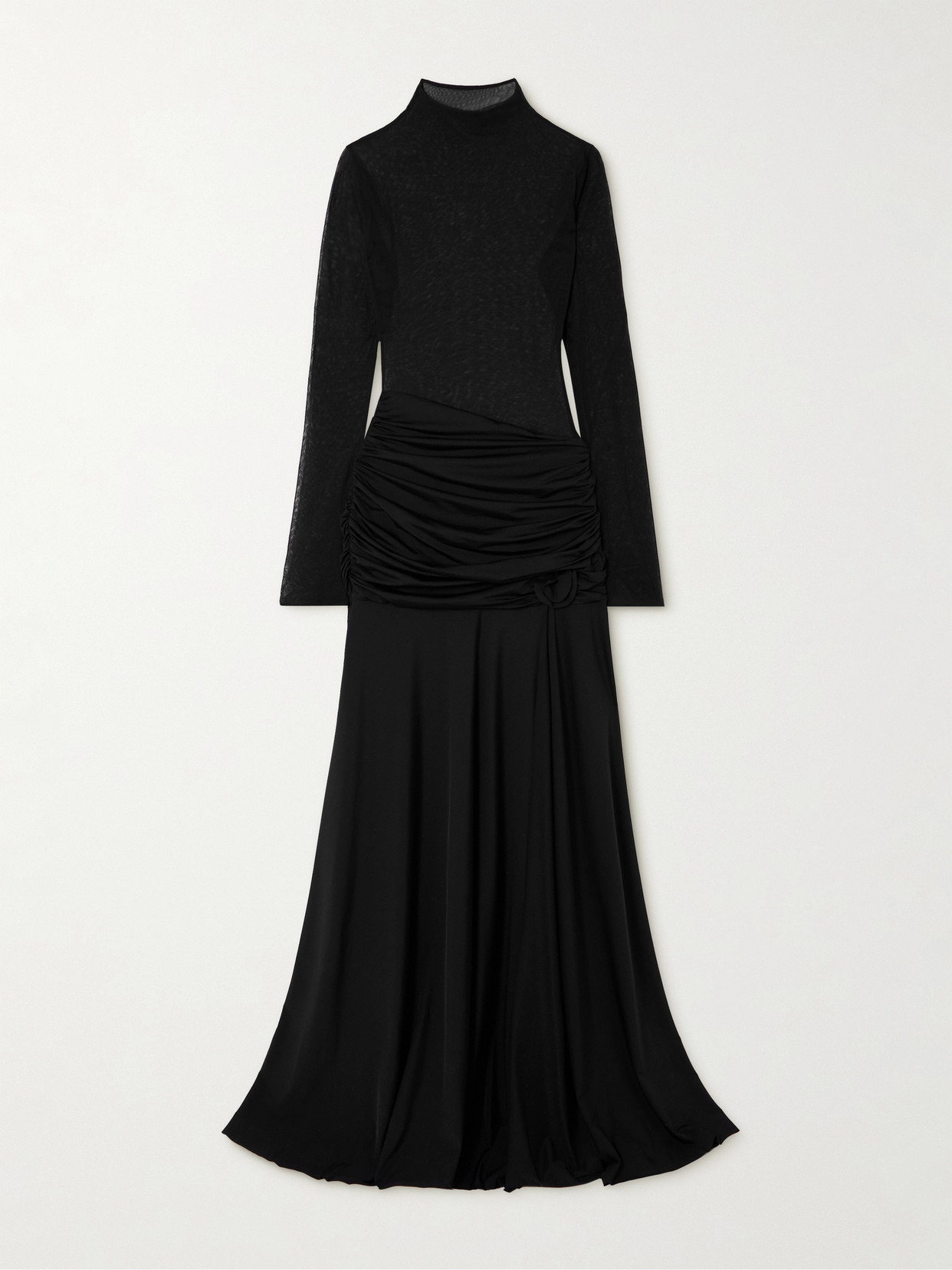 Maygel Coronel Mageia Draped Tulle And Stretch Satin-jersey Maxi Dress In Black