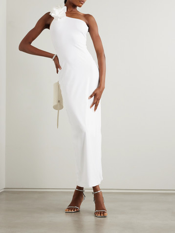 Maygel Coronel Adda one-shoulder appliquéd stretch-jersey maxi dress