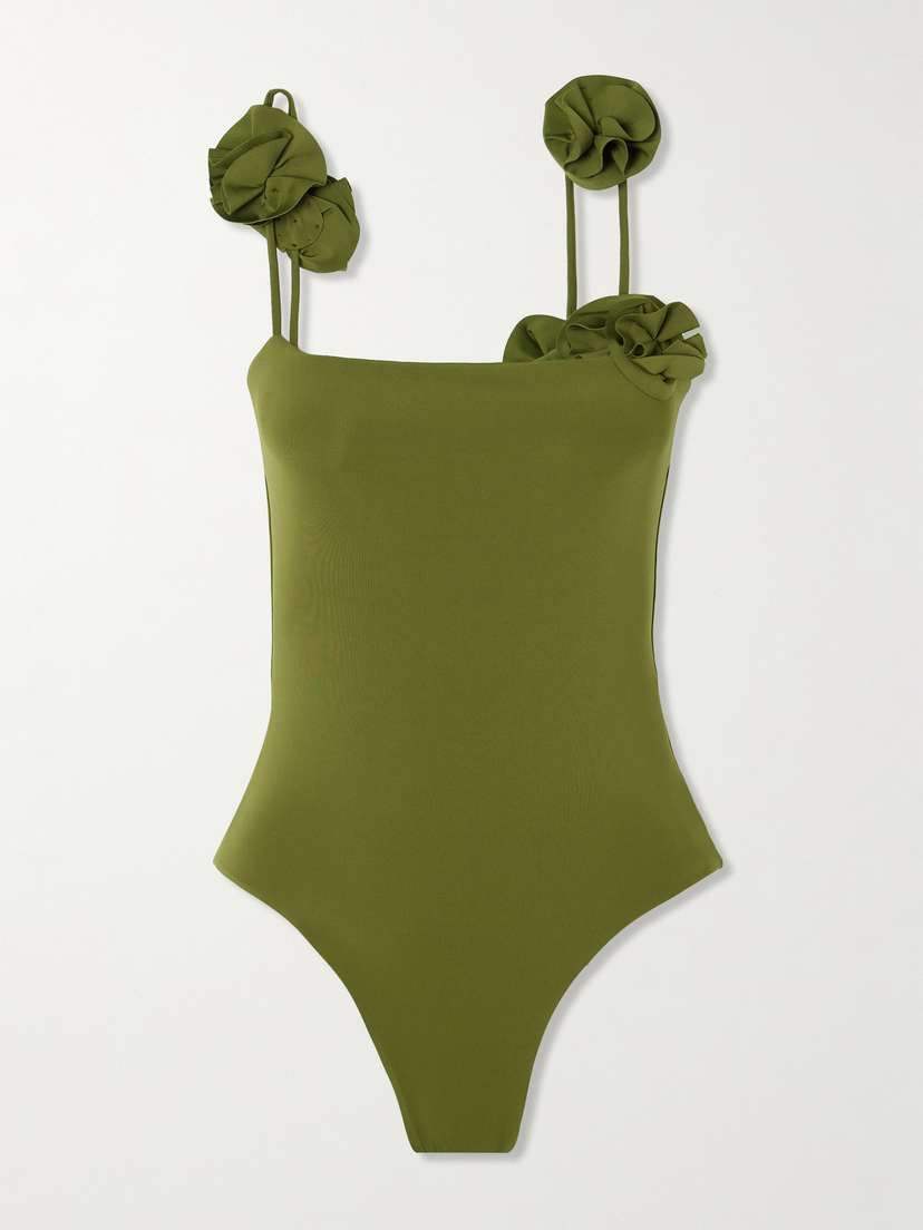 Maygel Coronel Gimani Floral-appliquéd Swimsuit