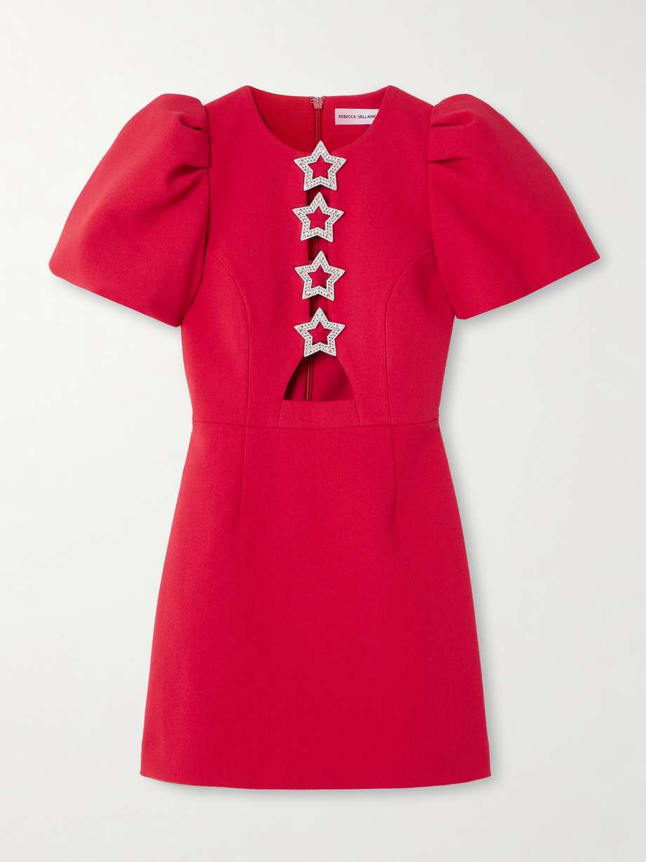 akari cutout crystal-embellished cady mini dress