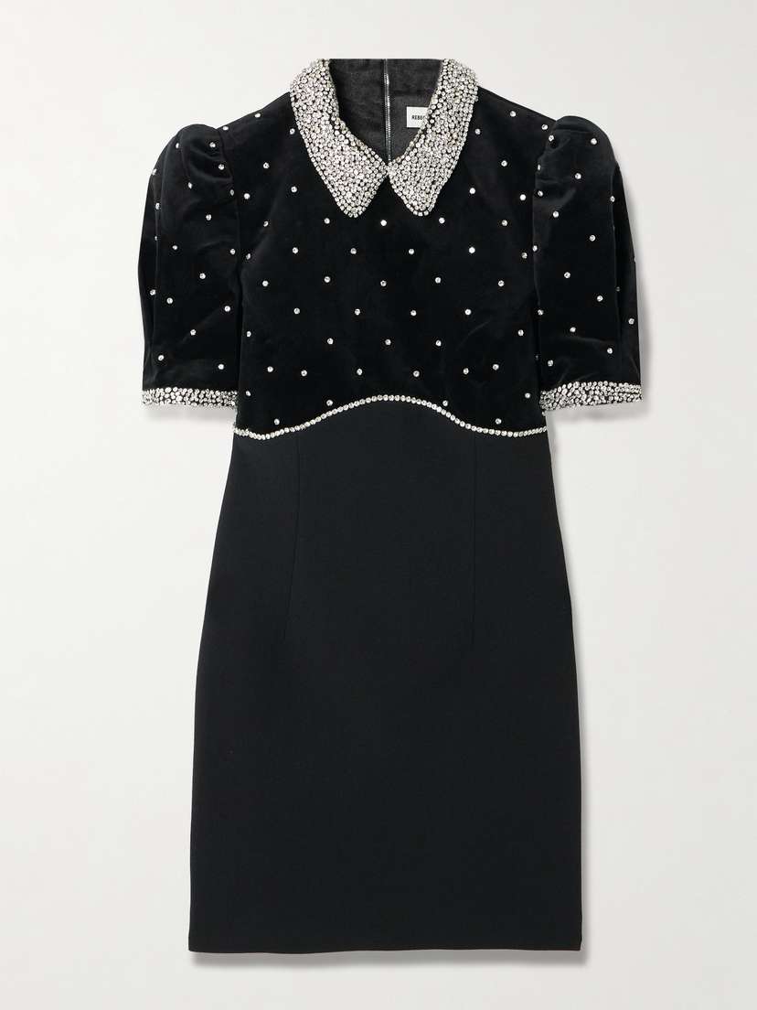 Rebecca Vallance Giovanna Crystal-embellished Velvet And Crepe Mini Dress