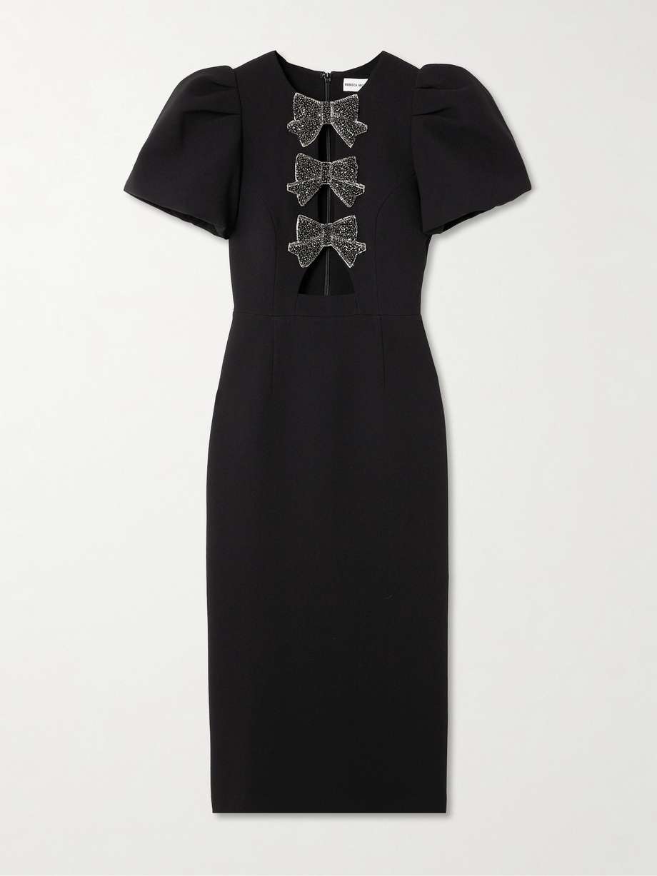 eliana cutout embellished cady midi dress
