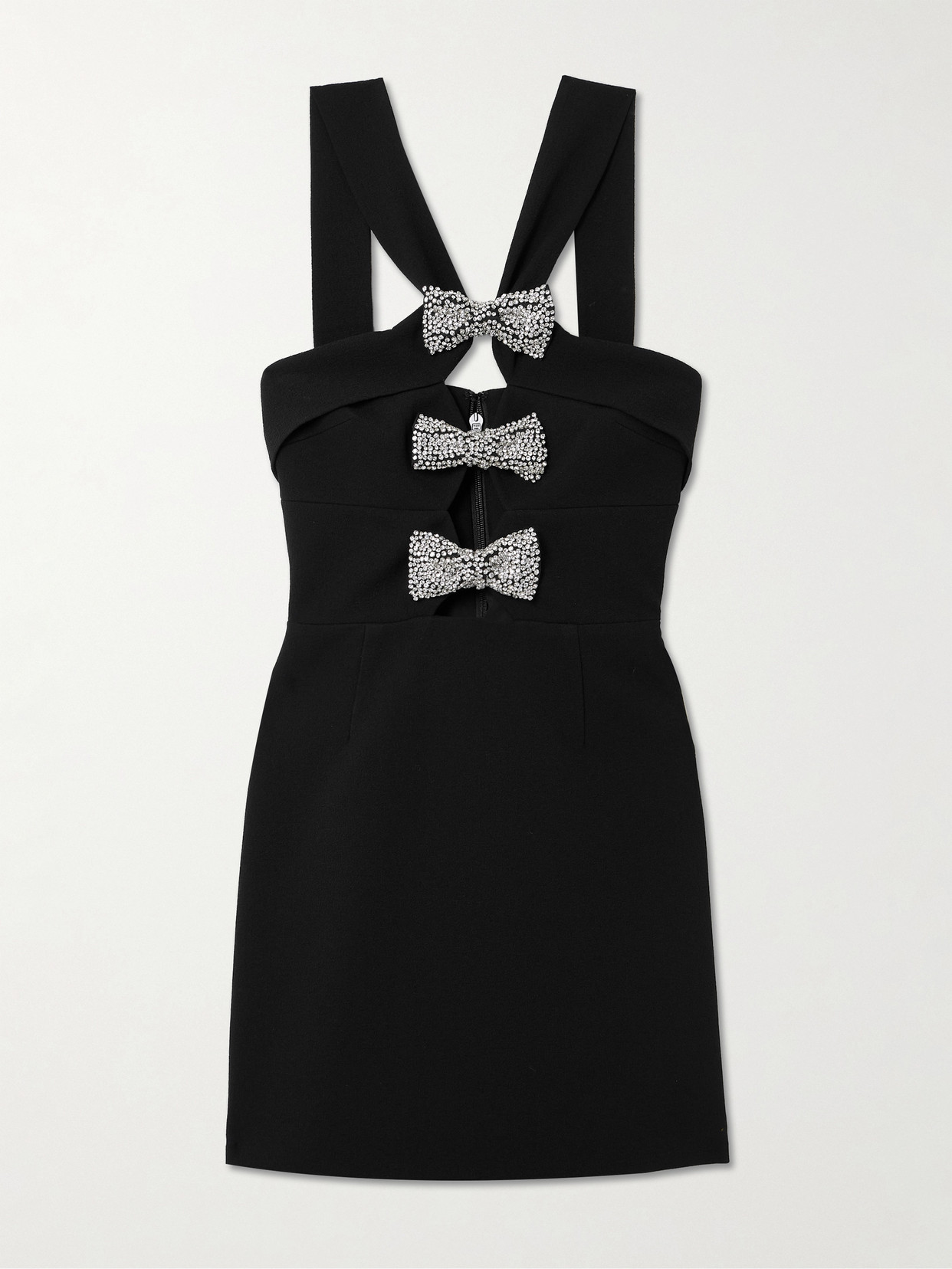Rebecca Vallance - Eliana Cutout Bow And Crystal-embellished Stretch-cady Mini Dress - Black