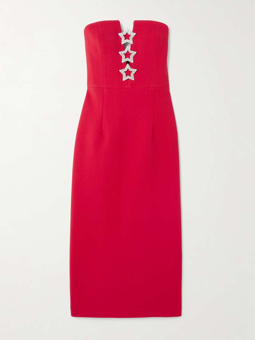 Rebecca Vallance Akari Strapless Cutout Crystal-embellished Cady Midi Dress