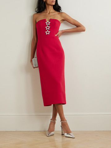 Rebecca Vallance Akari strapless cutout crystal-embellished cady midi dress
