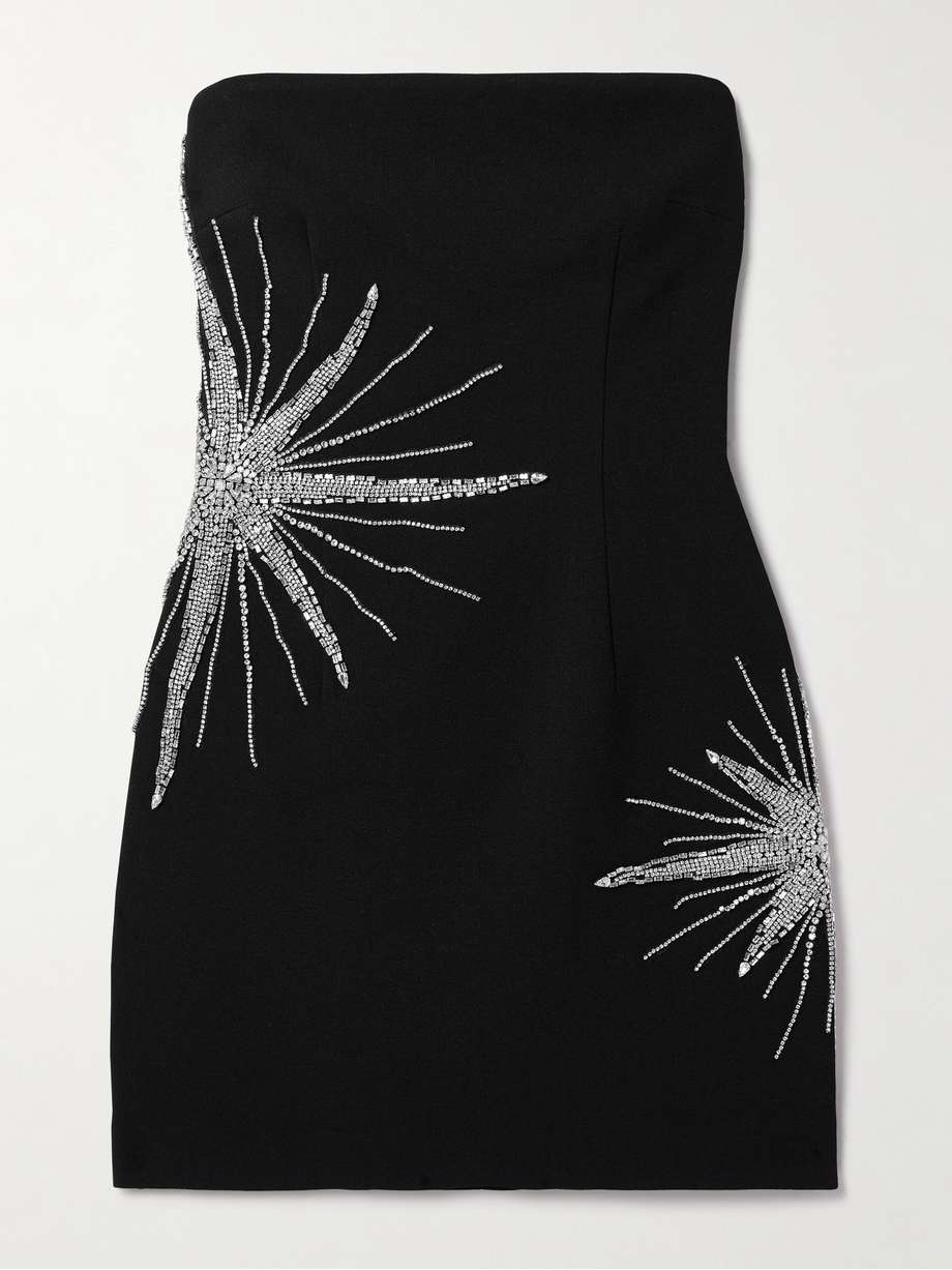 estella strapless crystal-embellished crepe mini dress