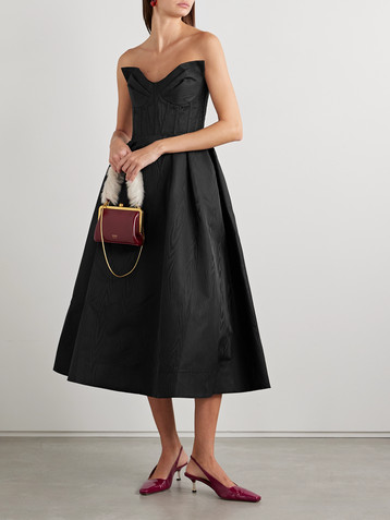 Rebecca Vallance Luiza strapless pleated moire midi dress