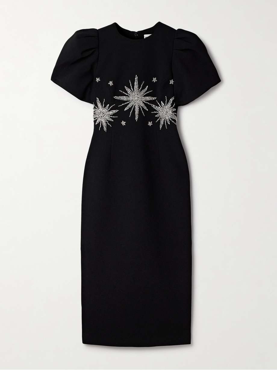 estella crystal-embellished crepe midi dress