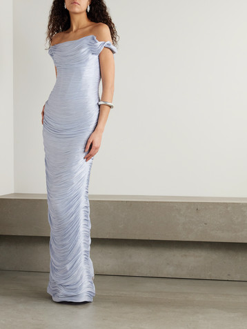MARMAR HALIM Off-the-shoulder gathered silk-satin gown