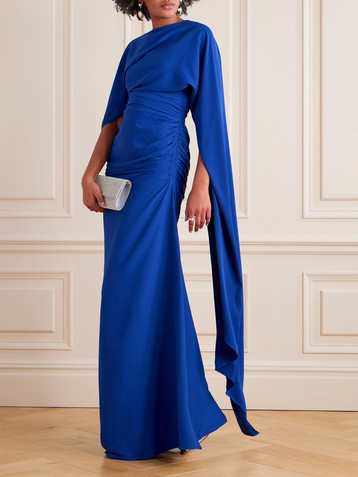 MARMAR HALIM Draped ruched silk-blend crepe de chine gown