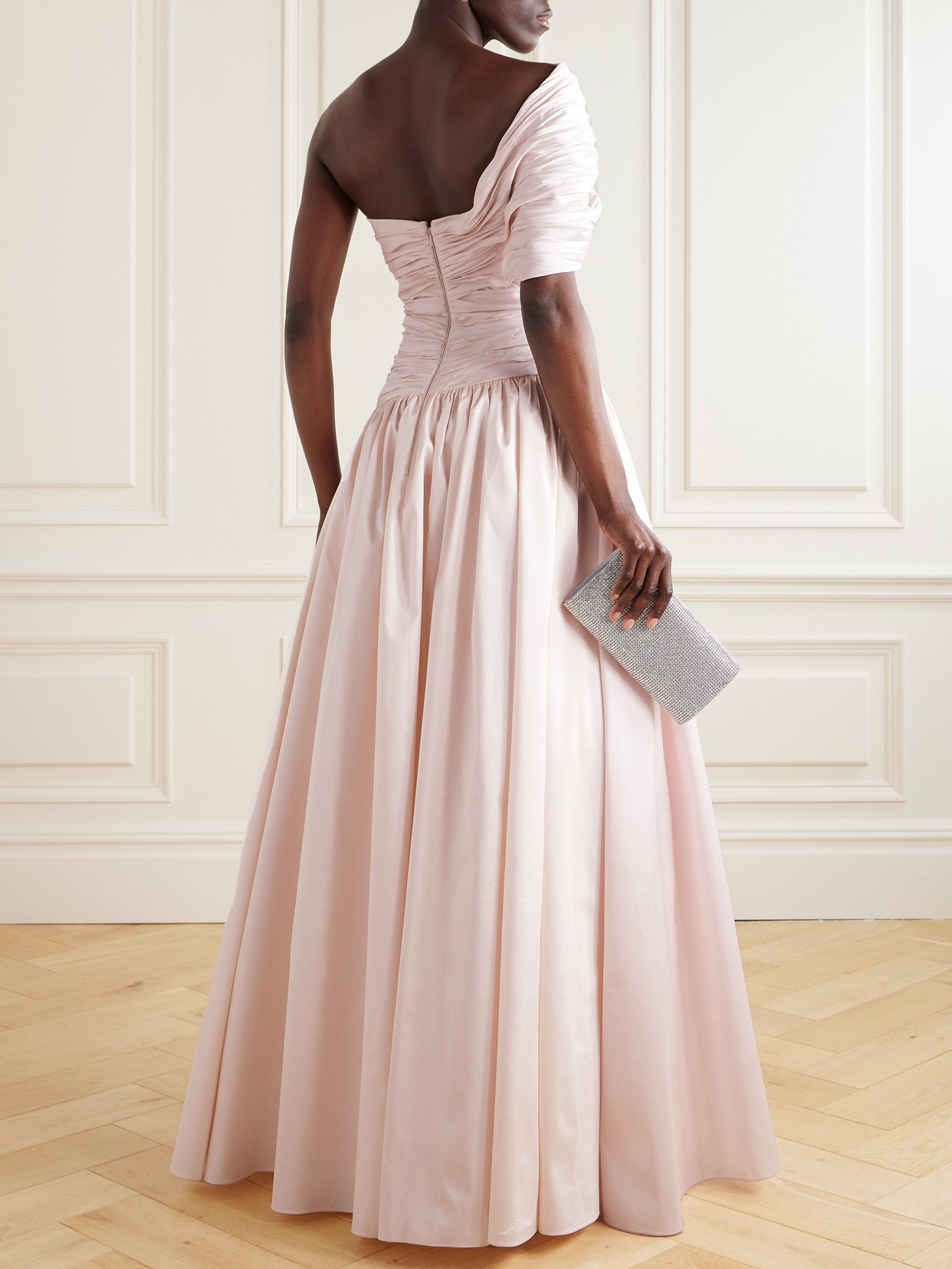 Marmar Halim Ruched Taffeta Gown In Pink
