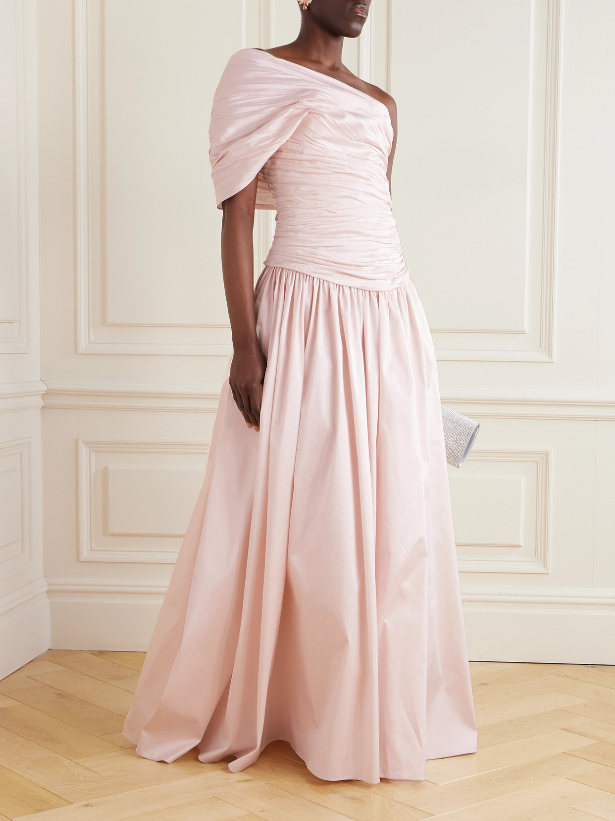 Marmar Halim Ruched Taffeta Gown In Pink