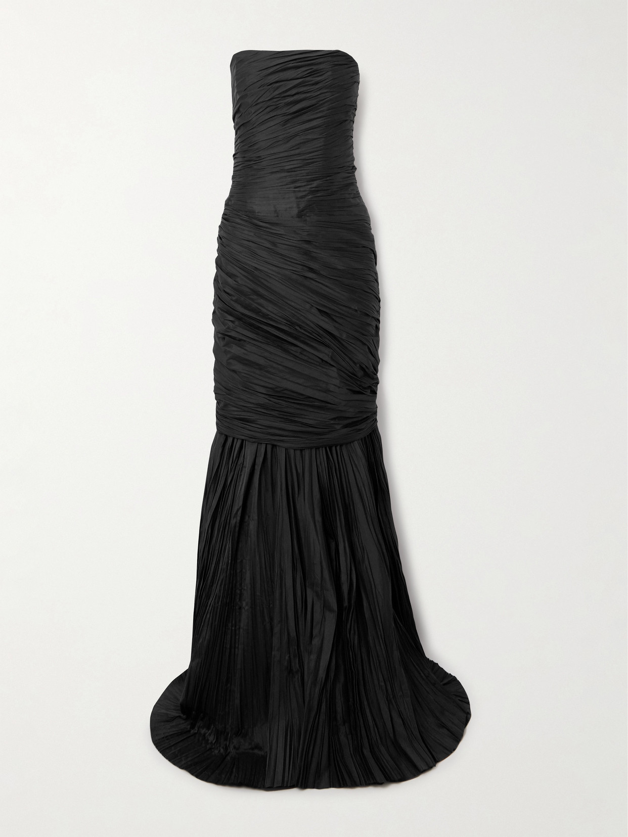 Marmar Halim Ruched Taffeta Gown In Black