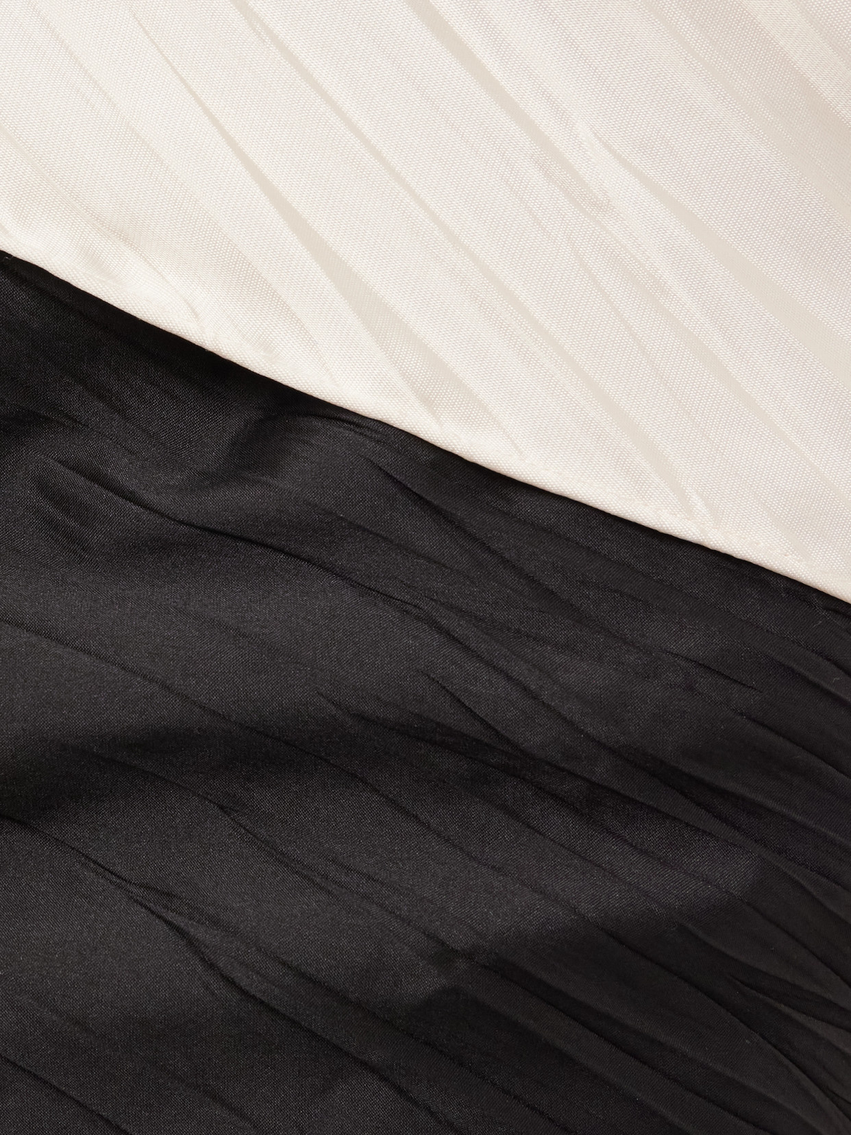 Marmar Halim Off-the-shoulder Pleated Two-tone Mikado And Taffeta Gown In Off-white