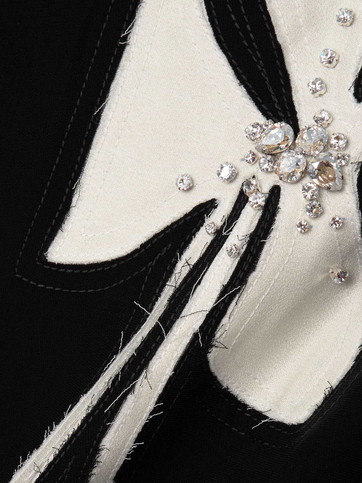 Marmar Halim Crystal-embellished Appliquéd Silk-blend Crepe Gown In Black