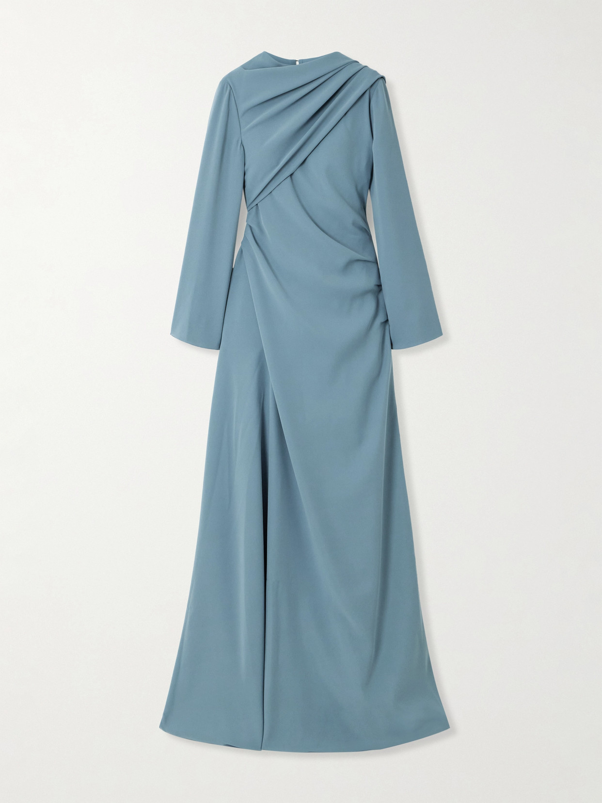 Marmar Halim Draped Scarf-detailed Wrap-effect Silk-crepe Gown In Blue