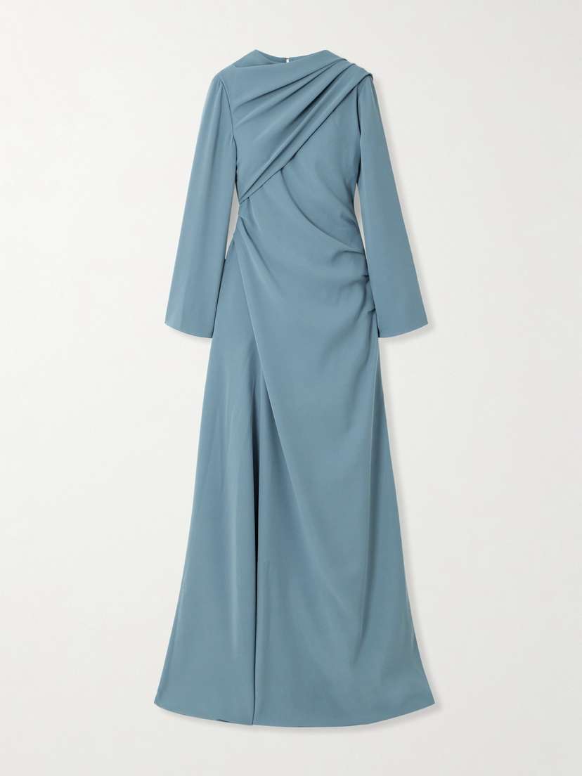 Marmar Halim Draped Scarf-detailed Wrap-effect Silk-crepe Gown