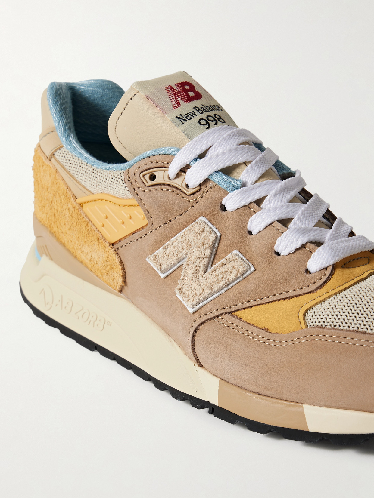 New Balance 998 Leather, Mesh, Brushed-suede And Rubber Sneakers In Neutrals
