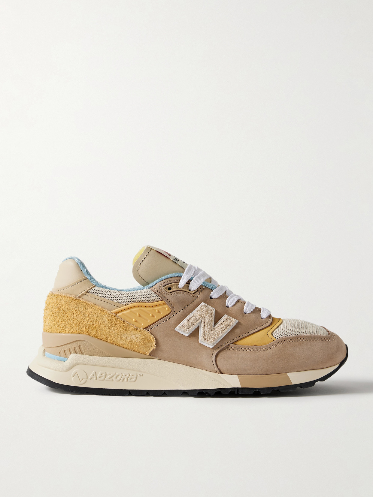 New Balance 998 Leather, Mesh, Brushed-suede And Rubber Sneakers In Neutrals