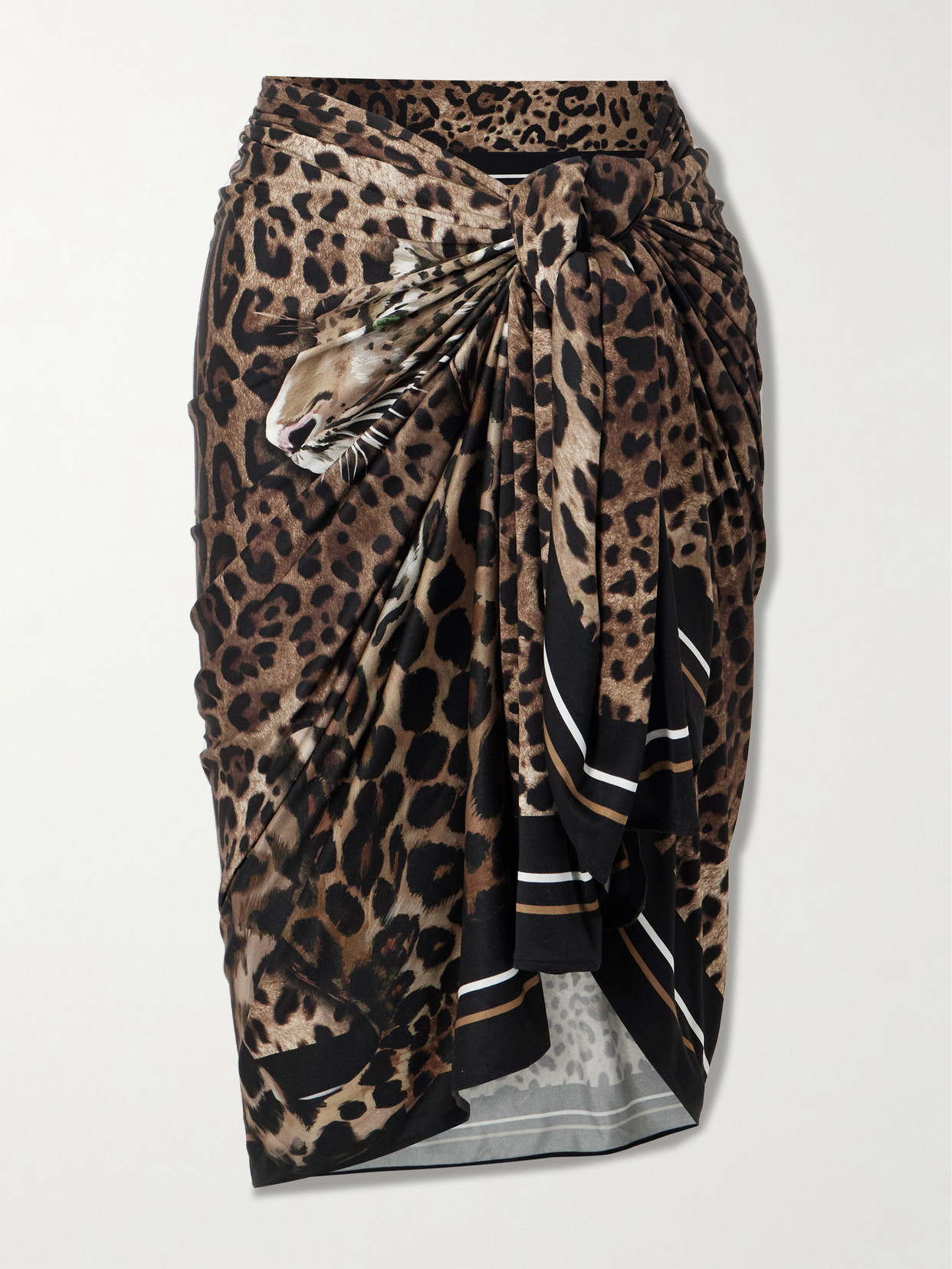 Dolce & Gabbana Leopard-print Silk Pareo In Animal Print