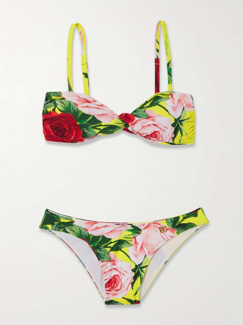 Dolce & Gabbana Twist-front Floral-print Bikini