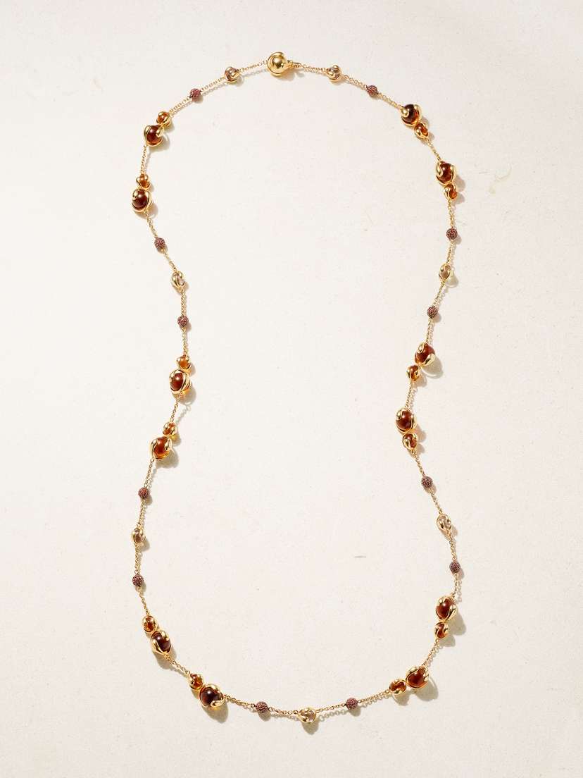 Marina B Cardan 18-karat Gold, Quartz And Sapphire Necklace